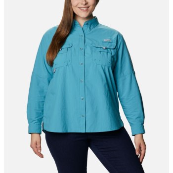 Columbia Overhemd Dames, PFG Bahama Long Sleeve Plus Size Blauw, 80VHALWNI